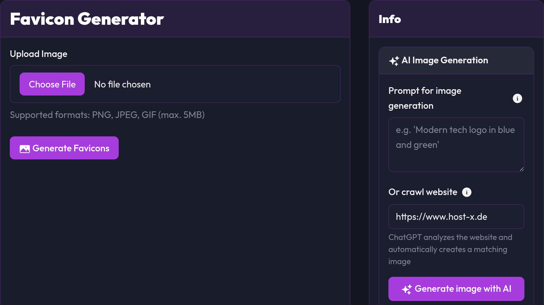 The Favicon Tool with image upload and AI image generation
