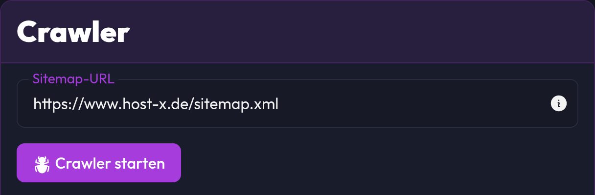 Het crawlerformulier met sitemap-URL en de knop Crawler starten
